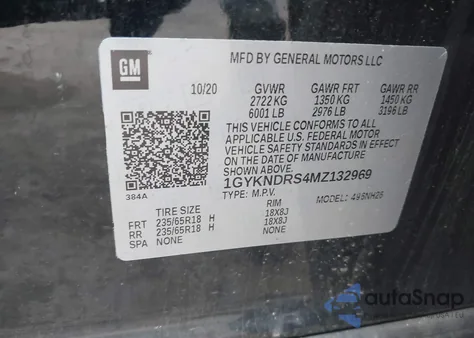 2021 Cadillac Xt5 Awd Premium Luxury из США, поврежденный, VIN 1GYKNDRS4MZ132969